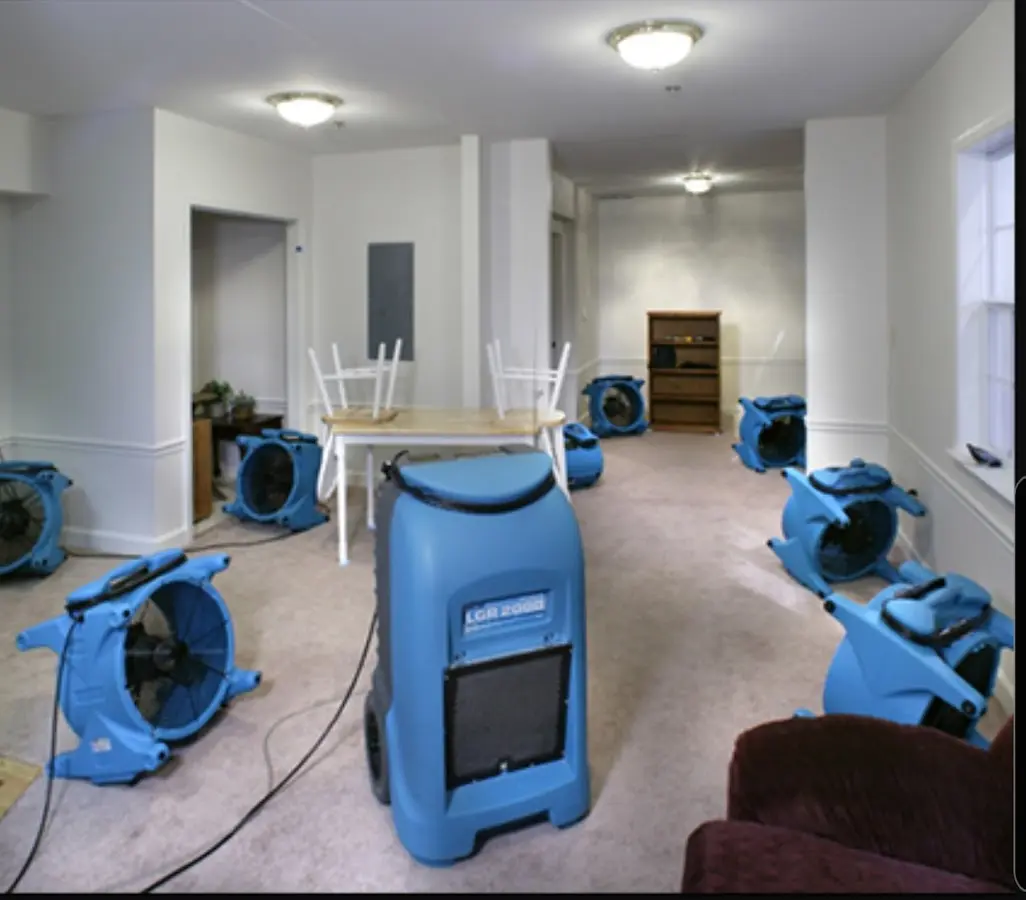 Air movers and dehumidifier setup for Water Extraction & Removal in Hendersonville